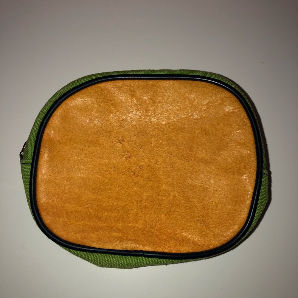 Green and Orange Leather Top Belt Bag (can add pins/patches on top)